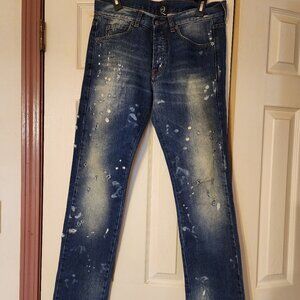 Alexander Mcqueen mens vintage paint splat button fly jeans sz.31 EUC